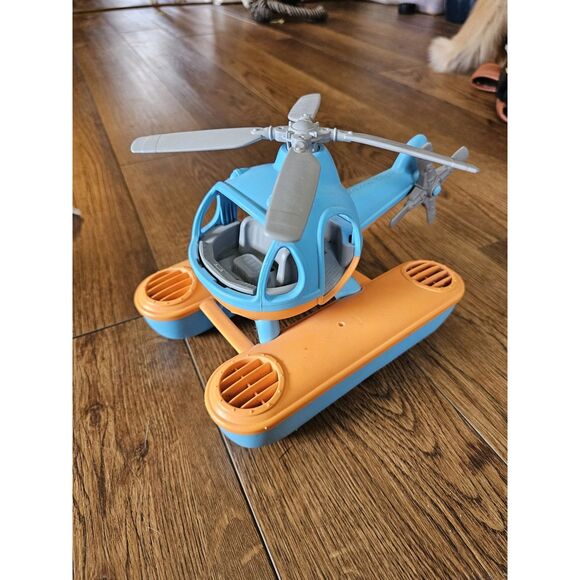 Green Toys Other - Green Toys Helicopter Blue Orange Aircraft 6” Tall Bath Water Toy